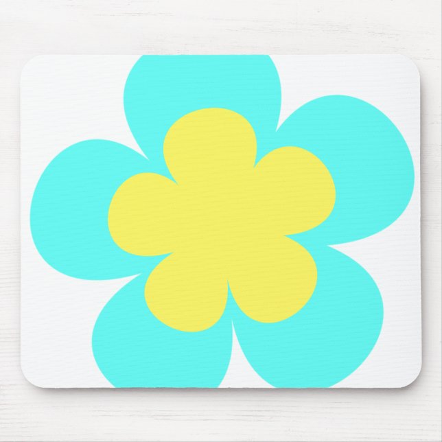 Alfombrilla De Ratón Flor azul y amarilla (Frente)