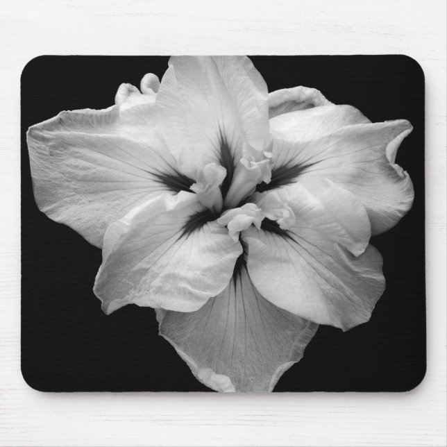 Alfombrilla De Ratón Flor blanca y negra (Frente)