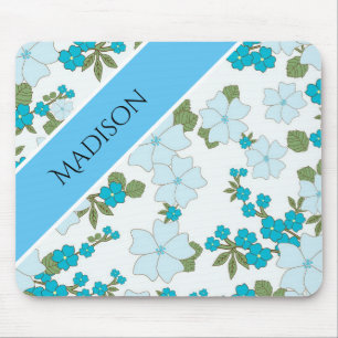 Alfombrilla De Ratón Flor cruda nombre personalizado almohadilla azul d