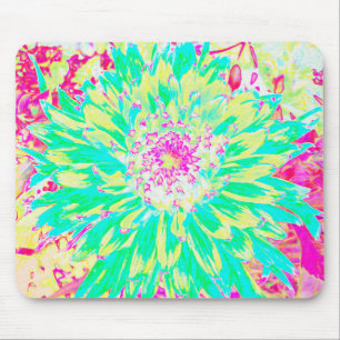 Alfombrilla De Ratón Flor Dahlia decorativa amarillo y magenta
