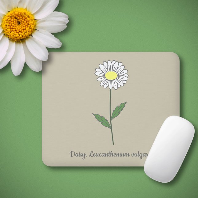 Alfombrilla De Ratón Flor Daisy Pastel Botánica (Botanical Daisy Flower Mouse Pad)