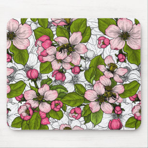 Alfombrilla De Ratón Flor de Apple en blanco