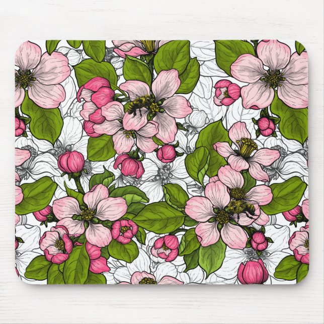 Alfombrilla De Ratón Flor de Apple en blanco (Frente)