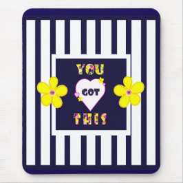 Alfombrilla De Ratón Flor de arte amarillo brillante a rayas de la mari