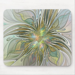 Alfombrilla De Ratón Flor De Arte Fractal Moderno Con Oro