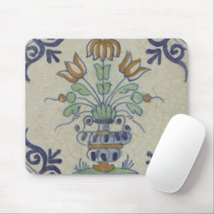 Alfombrilla De Ratón Flor De Cerámica Delft Tile Antiguo
