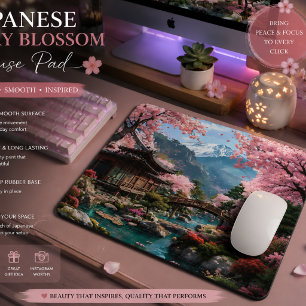 Alfombrilla De Ratón Flor de Cerezo Boda Japonesa Elegante Ratón de Oro