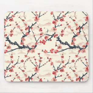 Alfombrilla De Ratón Flor de Coral Rojo Ume Japonés Patrón de Onda de M