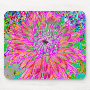Alfombrilla De Ratón Flor de Dalia Decorativa Abstracta Arcoíris Colori
