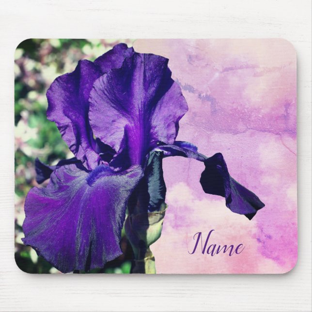 Alfombrilla De Ratón Flor de iris morado personalizada (Frente)