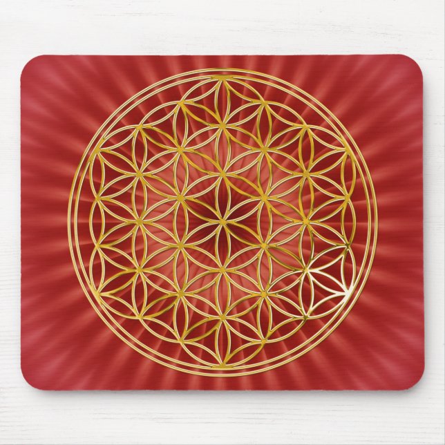 Alfombrilla De Ratón Flor de la Vida | oro, grande (Frente)