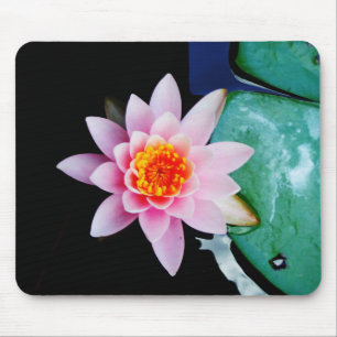 Alfombrilla De Ratón Flor de lirio de agua rosada y naranja caliente