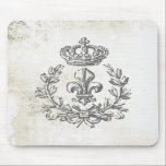 Alfombrilla De Ratón Flor de lis del vintage y cojín del Corona-ratón<br><div class="desc">Flor de lis del vintage y cojín del Corona-ratón</div>