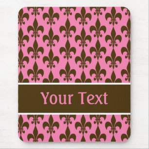 Alfombrilla De Ratón Flor de lis personalizada Brown rosada Mousepad