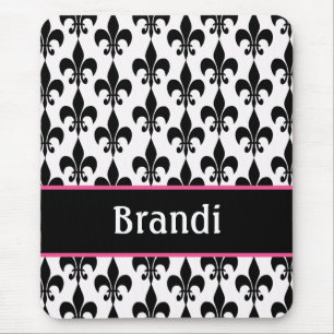 Alfombrilla De Ratón Flor de Lis personalizada rosa negra