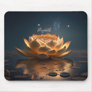 Alfombrilla De Ratón Flor de Loto Blanca Oscura, Zen
