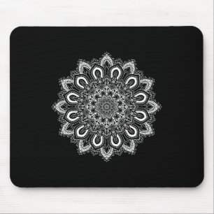Alfombrilla De Ratón Flor de Loto Ornata Blanca Mandala de Yoga _1
