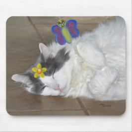 Alfombrilla De Ratón Flor de mariposa del gato Mousepad