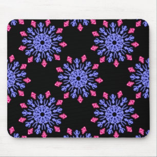Alfombrilla De Ratón Flor de neón azul y rojo
