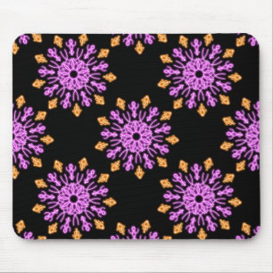 Alfombrilla De Ratón Flor de neón rosa y naranja