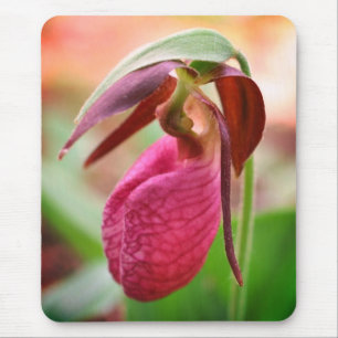 Alfombrilla De Ratón Flor de orquídea resbaladiza vibrante Lady rosa