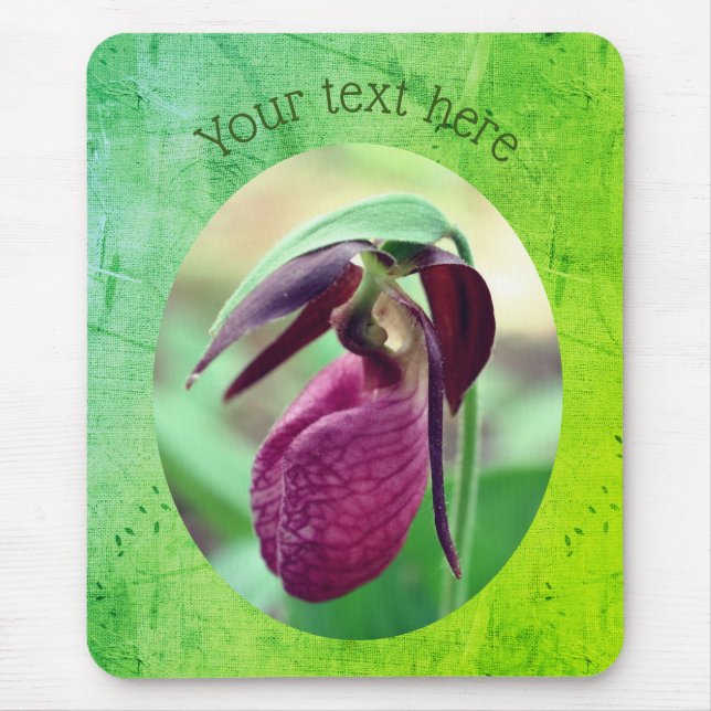 Alfombrilla De Ratón Flor de orquídea rosa Lady Slipper personalizada  (Frente)