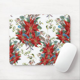 Alfombrilla De Ratón Flor de Poinsettia Rojo Rico Festividad Mouse Pad