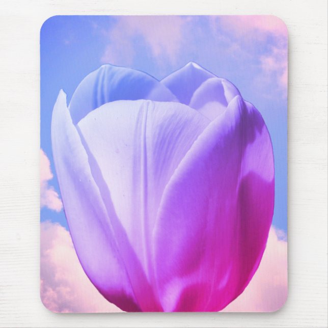 Alfombrilla De Ratón Flor De Tulipán Blanco Tintada (Frente)
