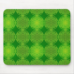 Alfombrilla De Ratón Flor de vida - patrón de sello - verde