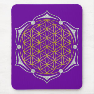 Alfombrilla De Ratón Flor de vida - plata de oro de Lotus