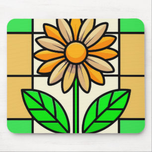 Alfombrilla De Ratón Flor de vidrio manchado