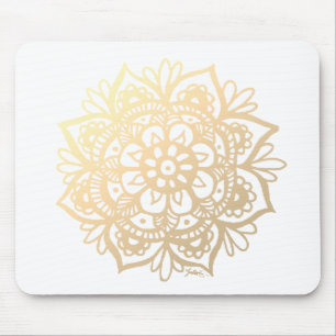 Alfombrilla De Ratón Flor dorada Mandala