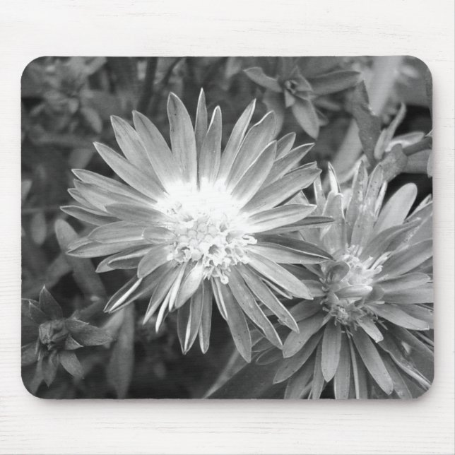 Alfombrilla De Ratón Flor en blanco y negro (Frente)