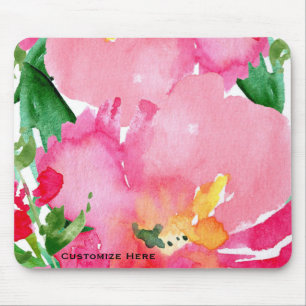Alfombrilla De Ratón Flor Floral De Acuarela Rosa Chic De Verano Person