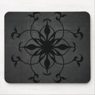 Alfombrilla De Ratón Flor gótica en negro y gris