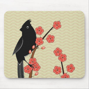 Alfombrilla De Ratón Flor Mousepad del cardenal y del ciruelo