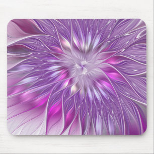 Alfombrilla De Ratón Flor Pasión Abstracta Fractal Arte Rosa Púrpura