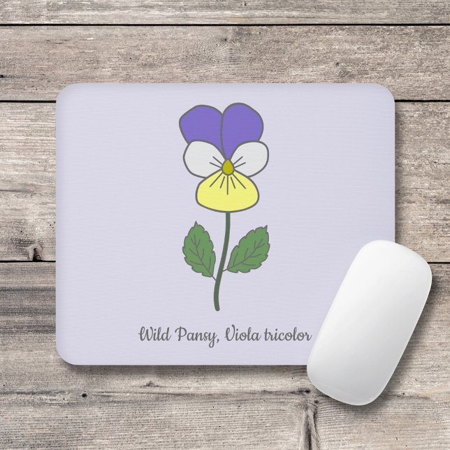 Alfombrilla De Ratón Flor Pastel Botánica Pansy Silvestre (Botanical Wild Pansy Mouse Pad)