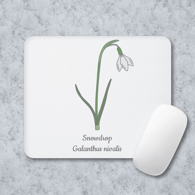 Alfombrilla De Ratón Flor Pastel de Snowdrop Botánica (Botanical Snowdrop Mouse Pad)