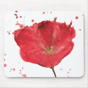 Alfombrilla De Ratón Flor pintada 2 de la amapola de la acuarela