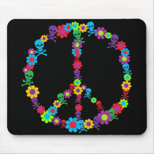 Alfombrilla De Ratón Flor Power Skully Peace