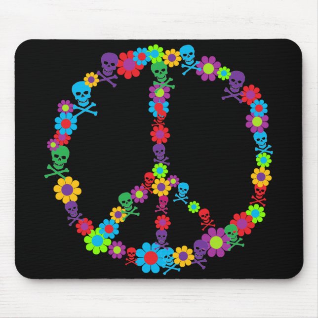 Alfombrilla De Ratón Flor Power Skully Peace (Frente)