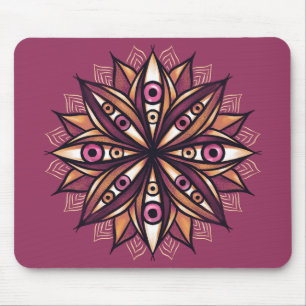 Alfombrilla De Ratón Flor psicodélica con ojos trippy y espeluznante