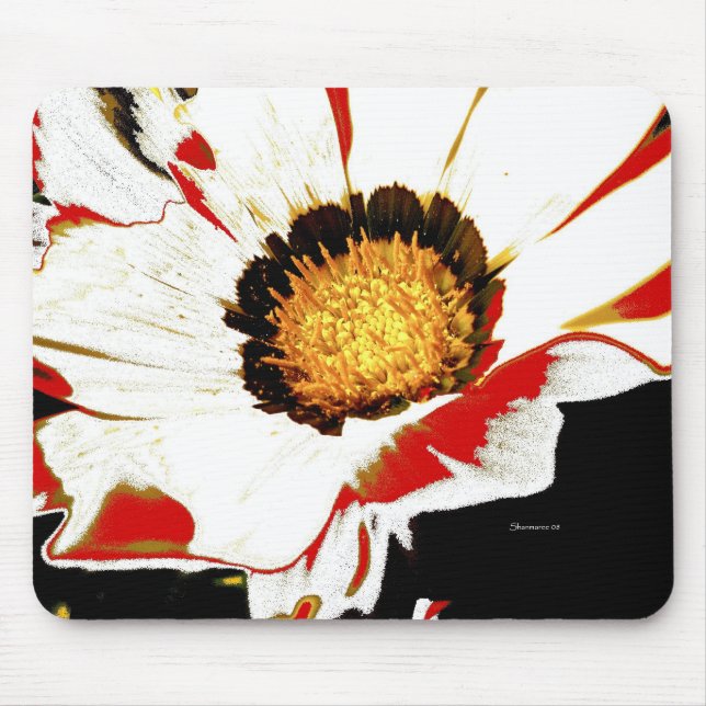 Alfombrilla De Ratón Flor roja blanca Mousepad (Frente)