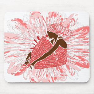 Alfombrilla De Ratón Flor rosa   Envoltura de cabeza africana en una mu