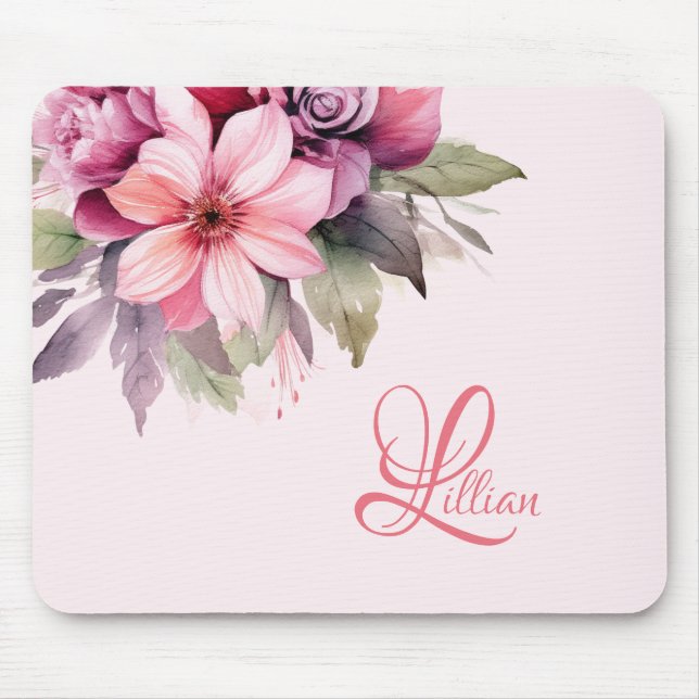 Alfombrilla De Ratón Flor rosa personalizada (Frente)