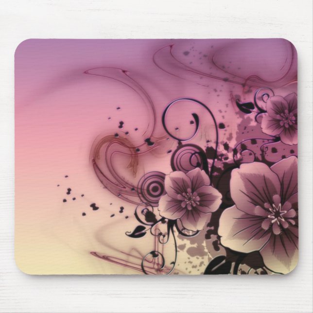 Alfombrilla De Ratón Flor rosada Mousepad de Girlie (Frente)