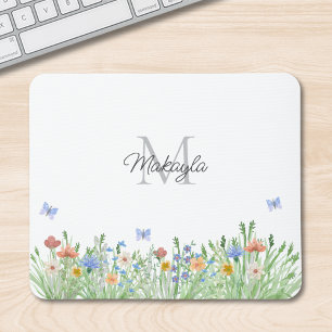 Alfombrilla De Ratón Flor silvestre monogramada