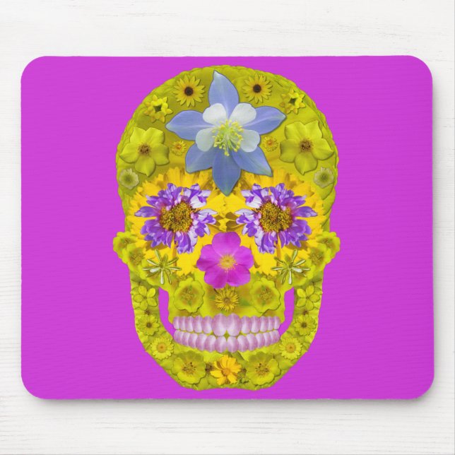 Alfombrilla De Ratón Flor Skull 3 (Frente)