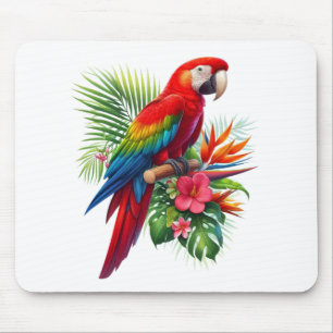 Alfombrilla De Ratón Flor tropical de macao rojo